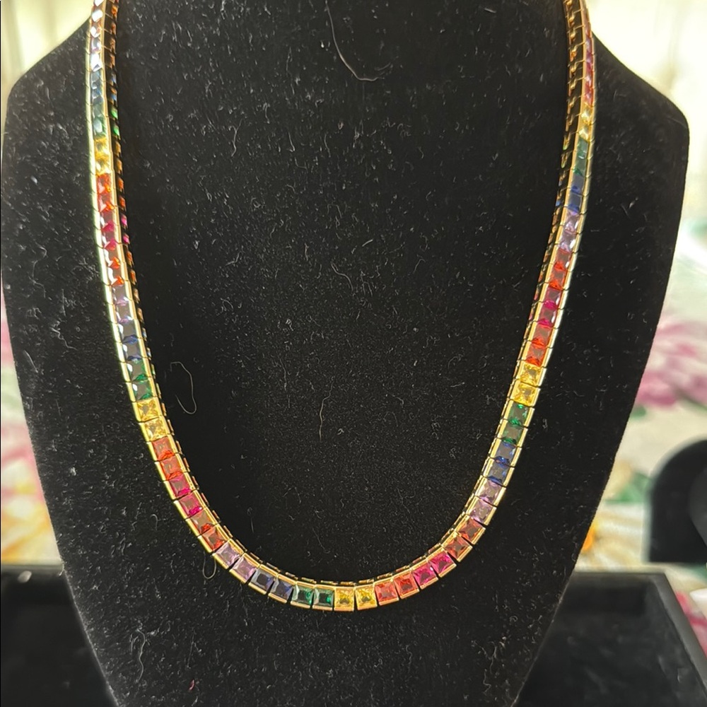 Gold Necklace with Shimmering Iridescent Finish
